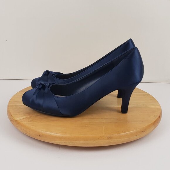 Dorothy Perkins US 7.5 UK 5 Dark Royal Blue Heels Brushed Satin Womens Shoes - Picture 5 of 14